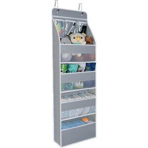 Gray Door Hanging Organizer Nursery Closet Cabinet Baby‎ Storage with 4 Pockets